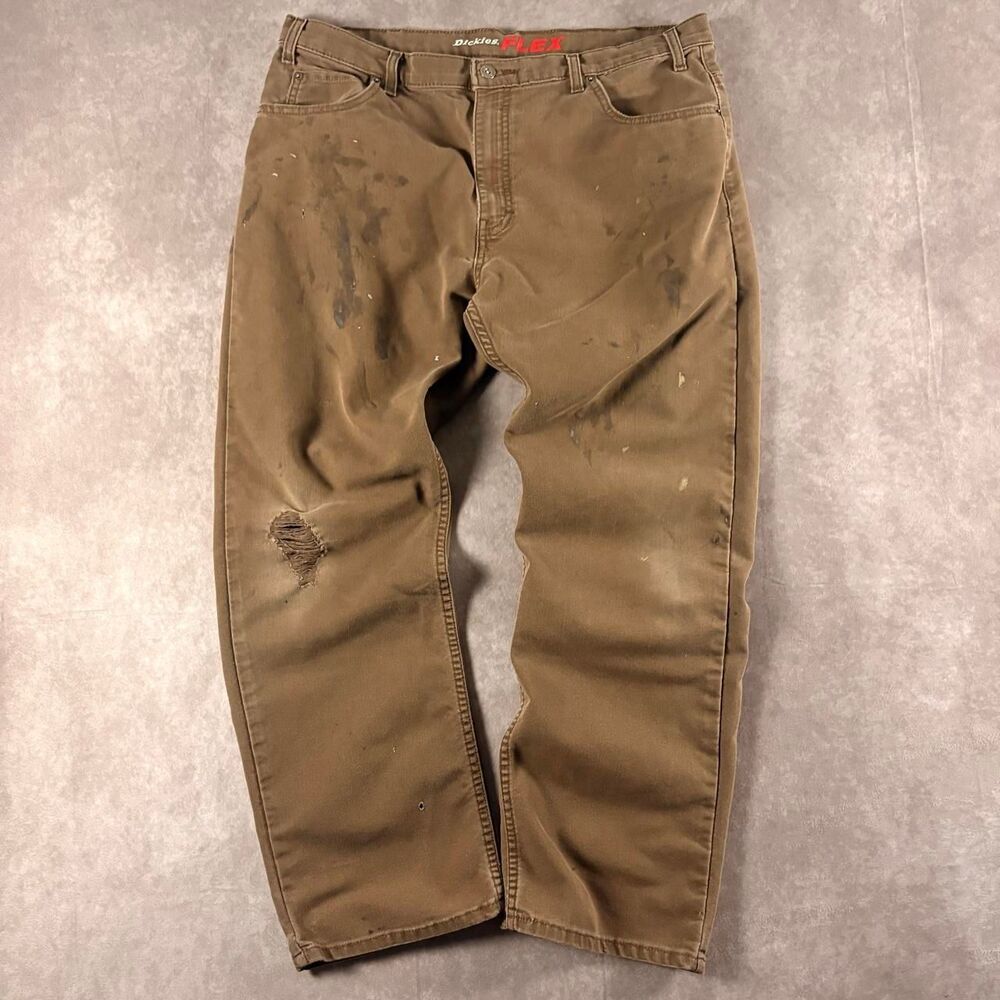 dickies flex brown worn in workwear pants
